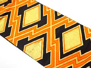 アンティーク　松皮菱に菊菱・若松模様織り出し袋帯（着用可）